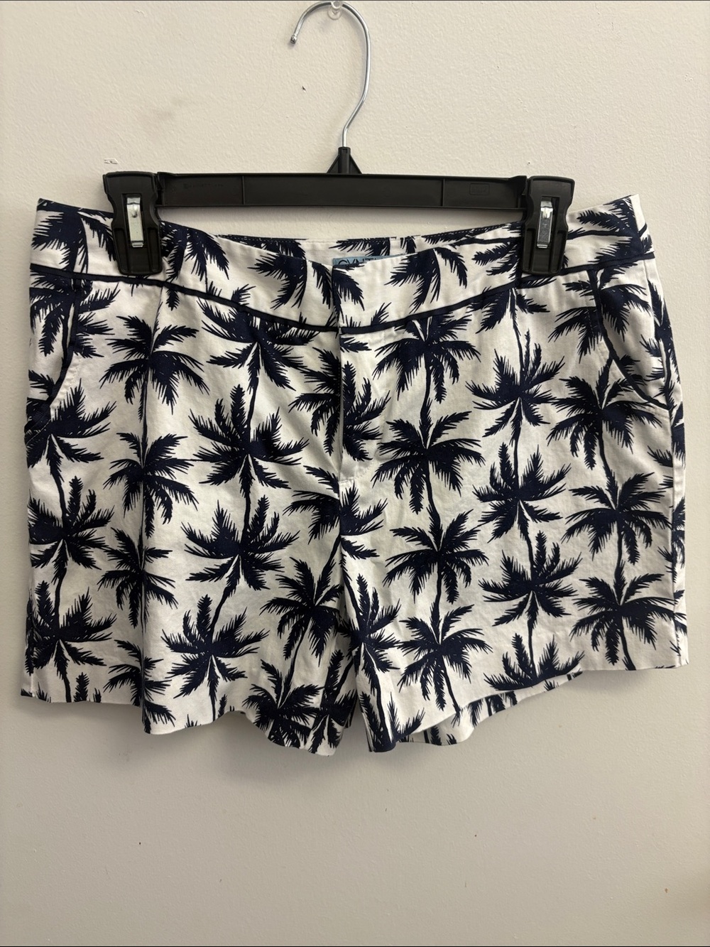 Cynthia Rowley White Shorts with Navy Palm Print